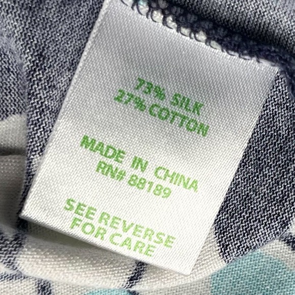 Lilly Pulitzer Silk Blend Patty Dress Low Tide Navy Bouquet All Day Womens Large - Picture 11 of 12